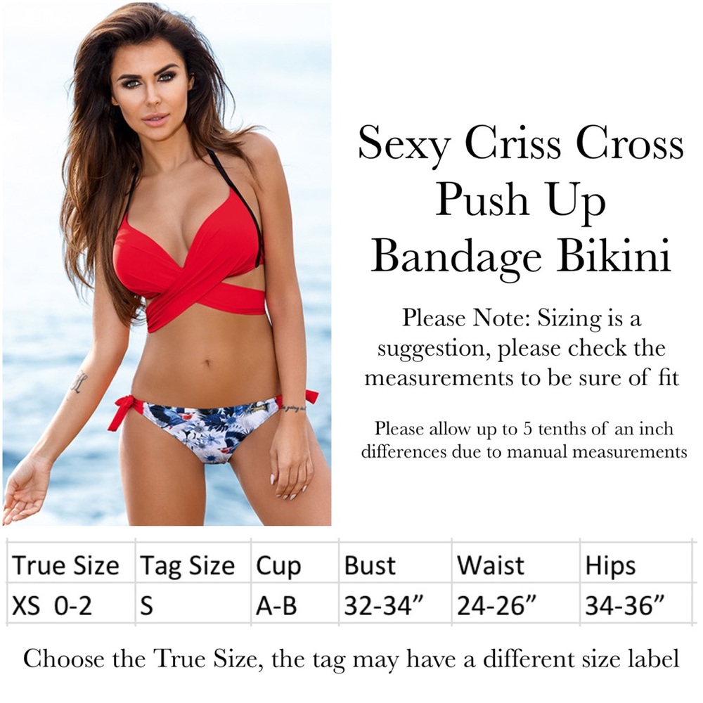 Sexy Criss Cross Push Up Bandage Bikini with Ties - Picture 10 of 10